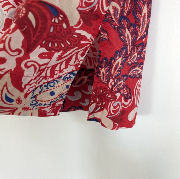 CHARTER CLUB Cotton Peasant Tunic Top Blouse Petite Sm Gold Boho Colorful Travel - Picture 7 of 8